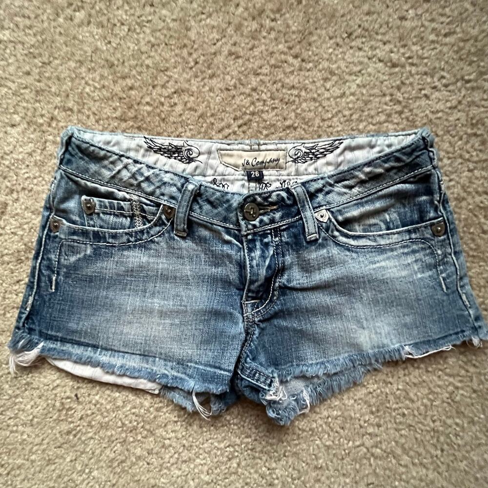 Vintage J & Company "Born in California" Embroidered Crown Denim Shorts - Sz 26